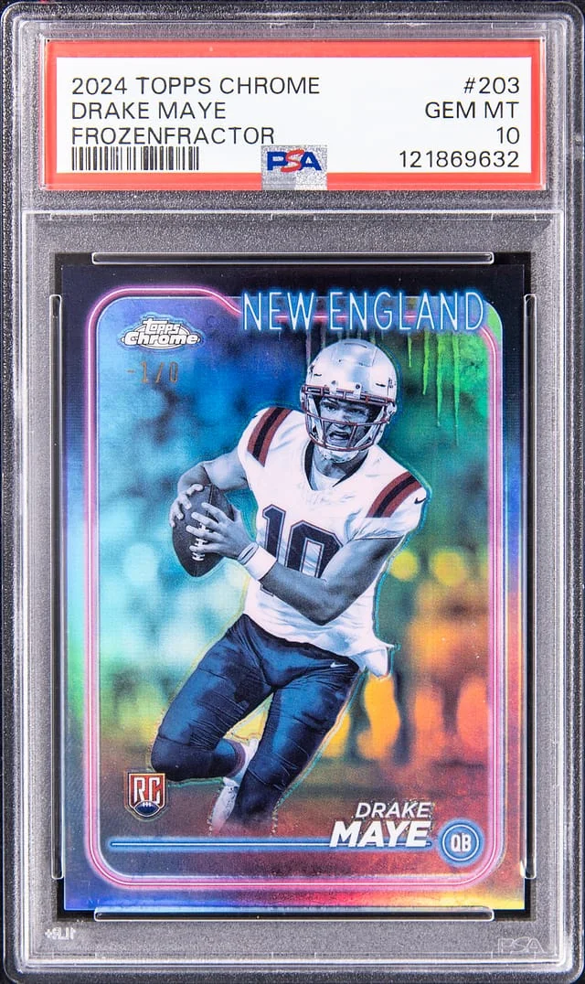 2024 Topps Chrome Drake Maye (#-1/0) Frozenfractor #203 card image