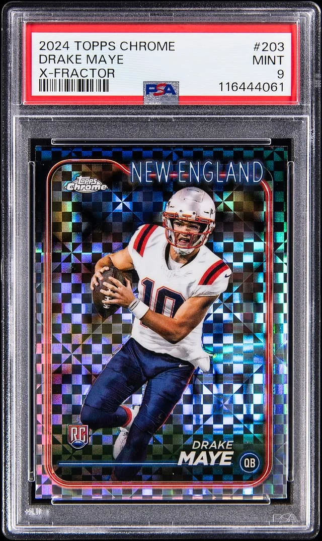2024 Topps Chrome Drake Maye X-Fractor #203 card image