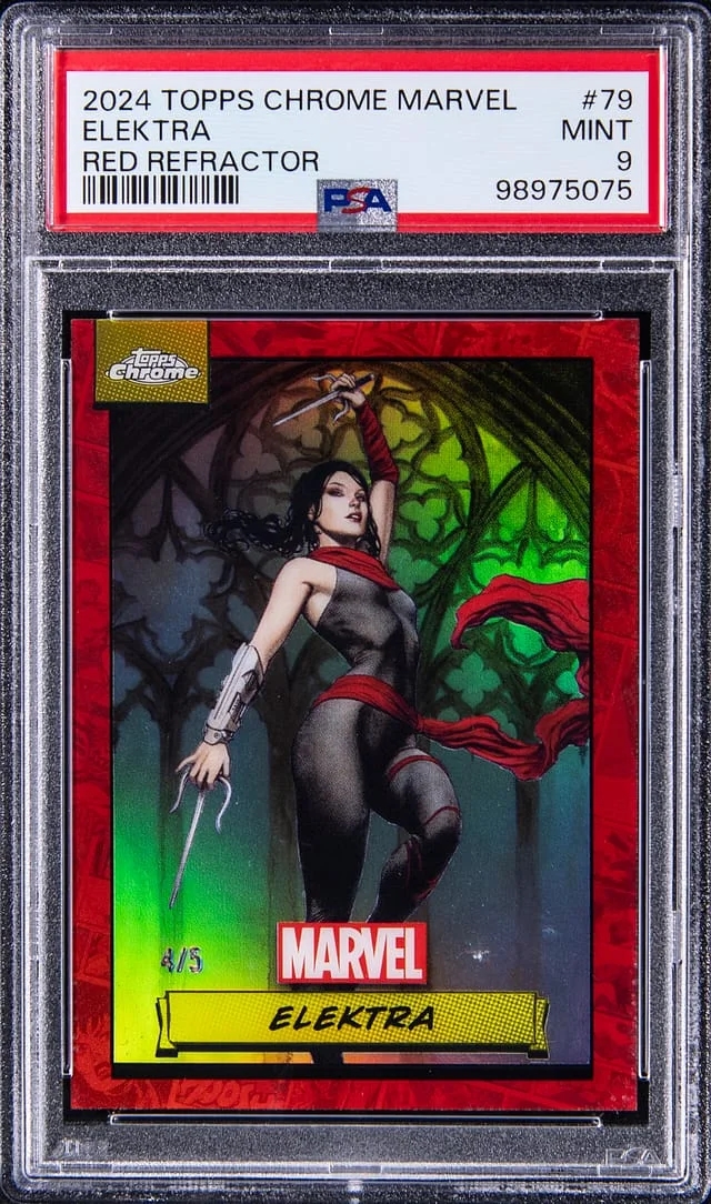 2024 Topps Chrome Elektra Marvel Red Refractor #79 card image