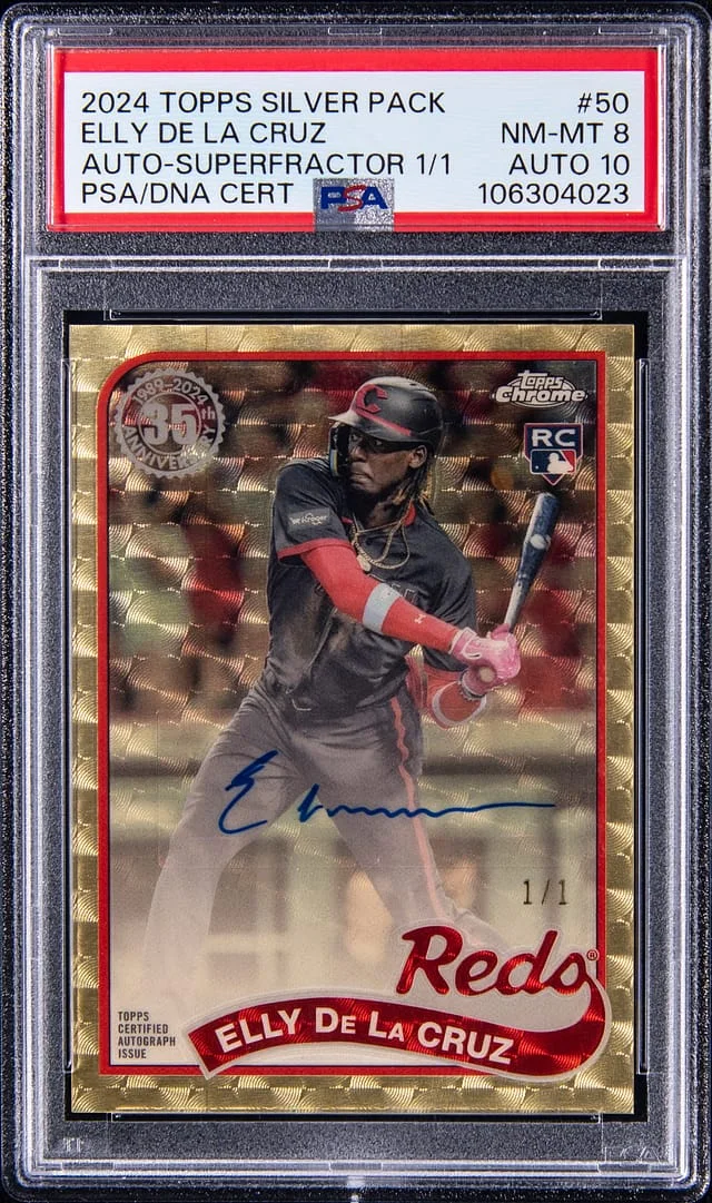 2024 Topps Chrome Elly De La Cruz Silver Pack '89 Chrome Promo Autographs SuperFractor #2T89C-50 card image