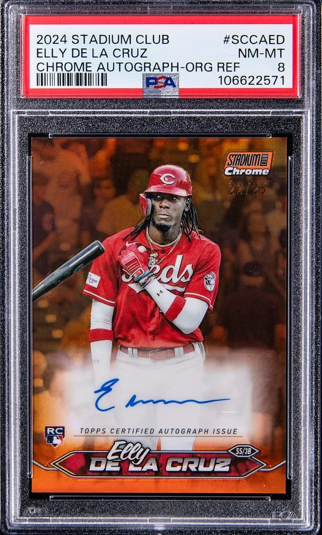 2024 Topps Chrome Elly De La Cruz Stadium Club Autographs Orange Refractor #SCCA-ED card image
