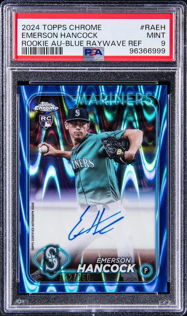 2024 Topps Chrome Emerson Hancock Blue Raywave Refractor #RA-EH card image