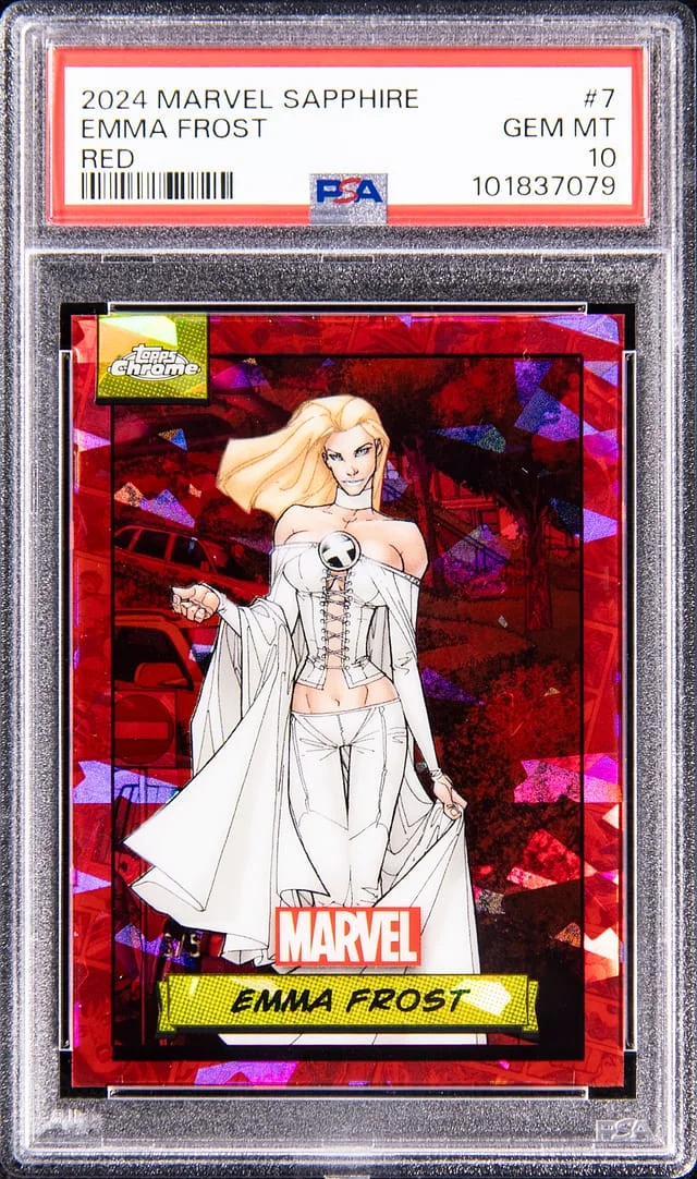 2024 Topps Chrome Emma Frost Marvel Sapphire Red #7 card image