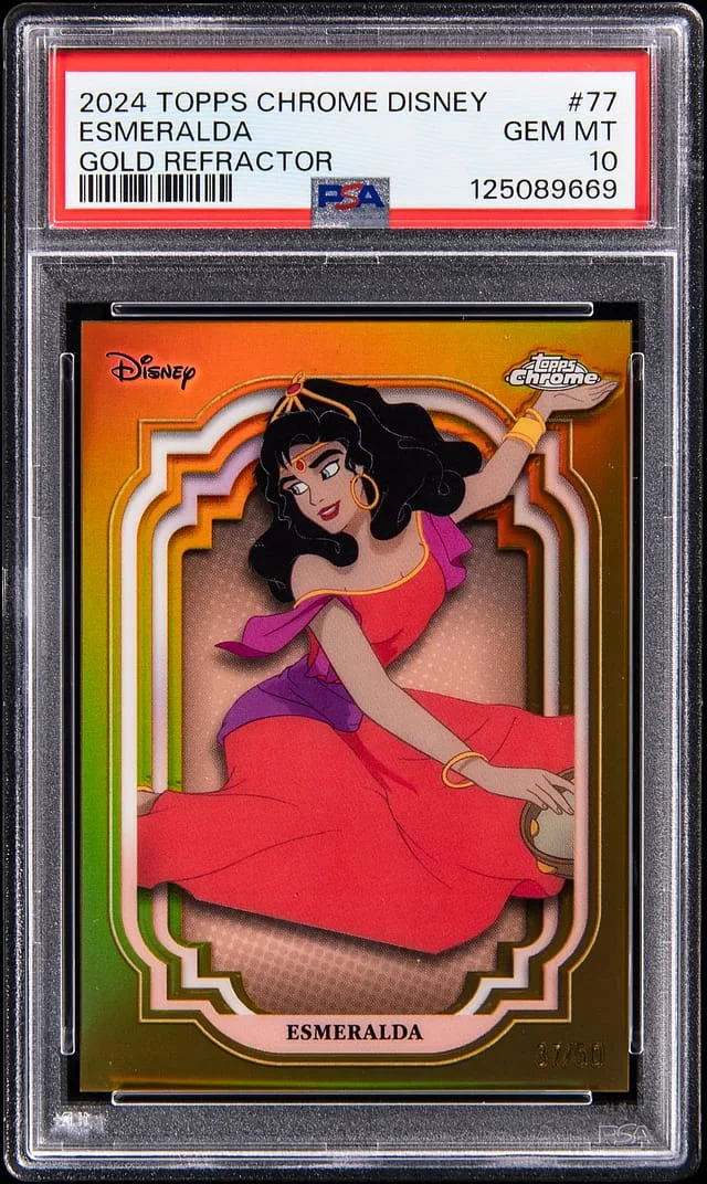 2024 Topps Chrome Esmeralda Disney Gold Refractor #77 card image