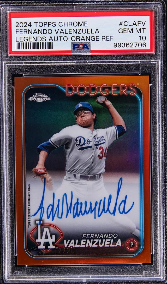 2024 Topps Chrome Fernando Valenzuela Legends Autograph Orange Refractor #CLA-FV card image