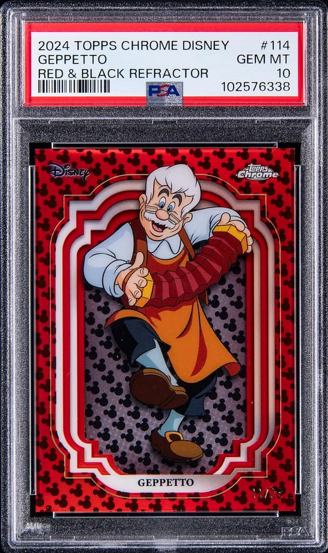 2024 Topps Chrome Geppetto Disney Red & Black Refractor #114 card image