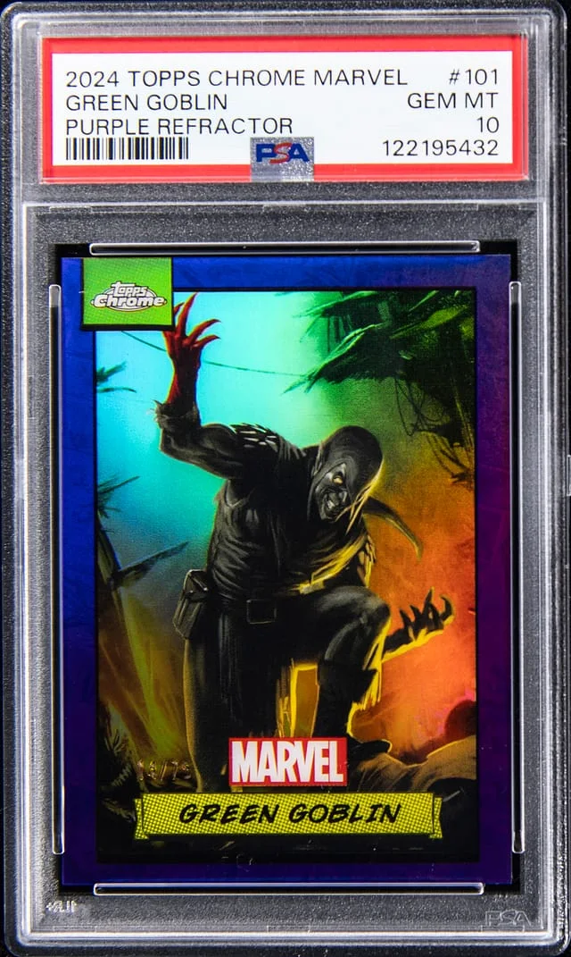 2024 Topps Chrome Green Goblin Marvel Purple Refractor #101 card image