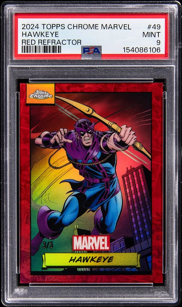 2024 Topps Chrome Hawkeye Marvel Red Refractor #49 card image