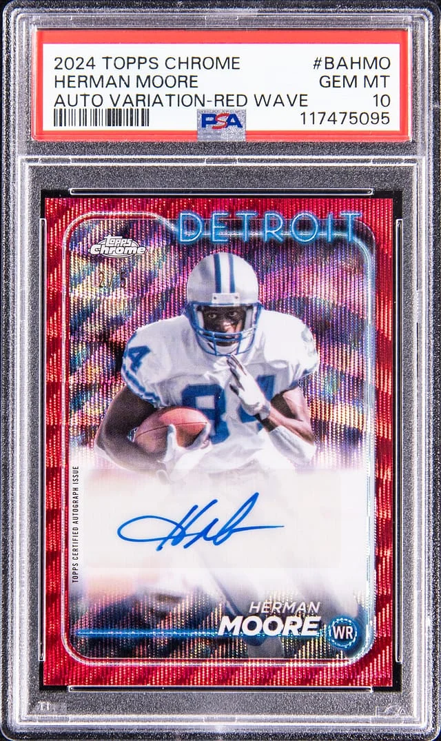 2024 Topps Chrome Herman Moore Autograph Variation Red Wave #BAHMO card image
