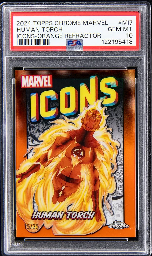 2024 Topps Chrome Human Torch Marvel Icons Orange Refractor #MI7 card image