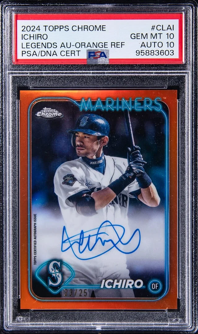 2024 Topps Chrome Ichiro Legends Autograph Orange Refractor #CLAI card image