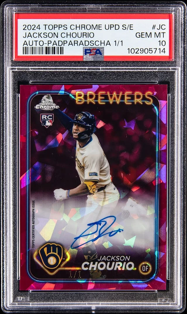 2024 Topps Chrome Jackson Chourio Edition Autographs Padparadscha #USA-JC card image