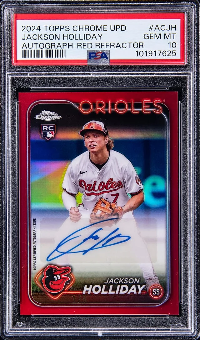2024 Topps Chrome Jackson Holliday Autograph Red Refractor #AC-JH card image