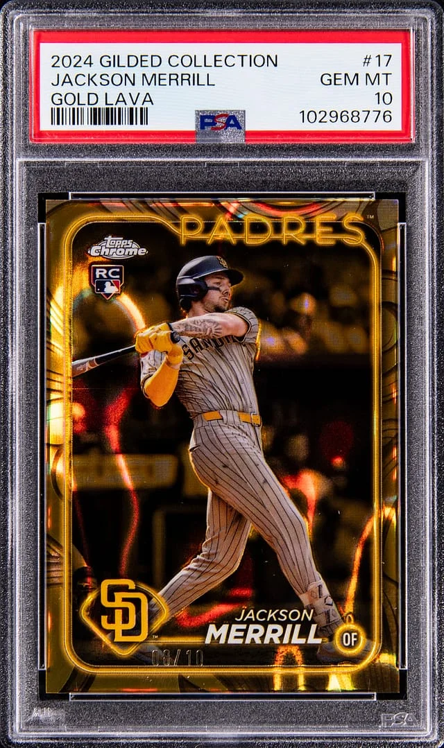 2024 Topps Chrome Jackson Merrill Gilded Collection Gold Lava #17 card image