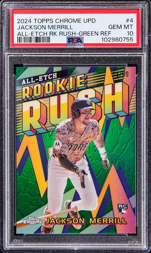 2024 Topps Chrome Jackson Merrill All-Etch Rush Green Refractor #CAERU-4 card image