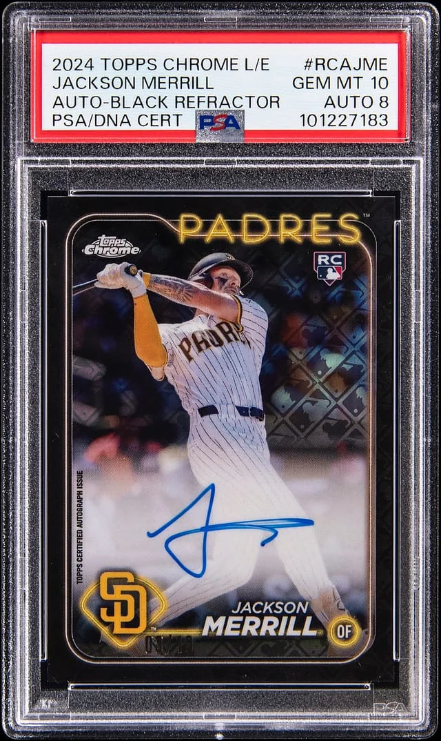 2024 Topps Chrome Jackson Merrill Limited Edition Autograph Black Refractor #RCA-JME card image