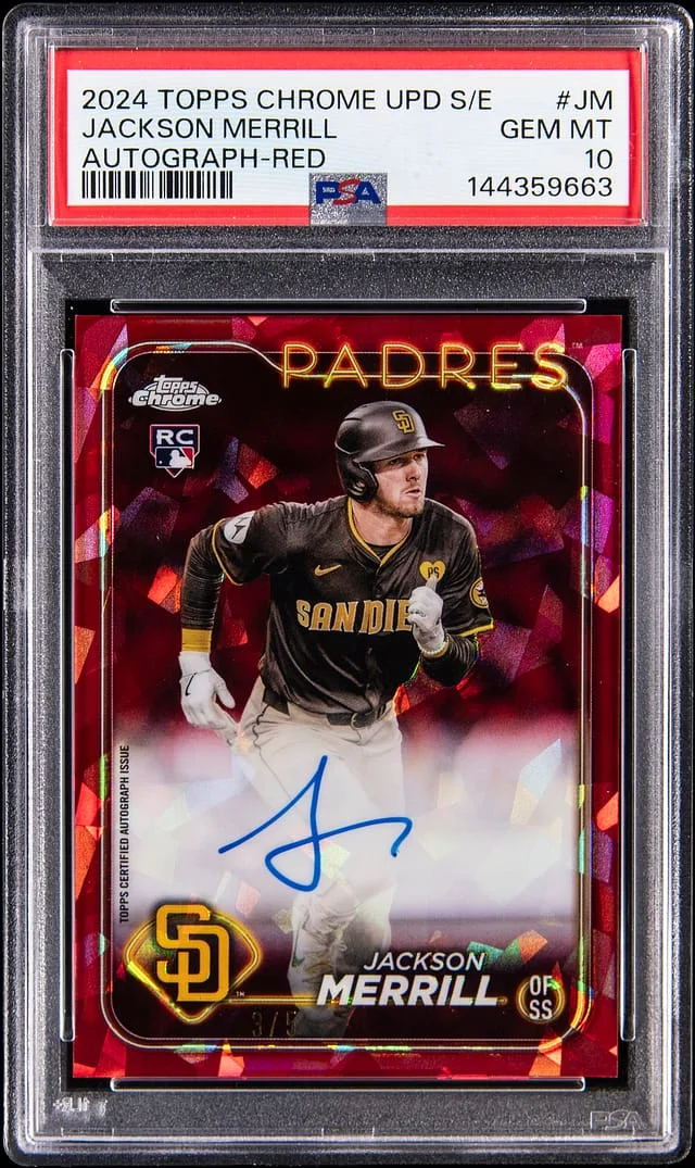 2024 Topps Chrome Jackson Merrill Edition Autograph Red #USA-Jm card image