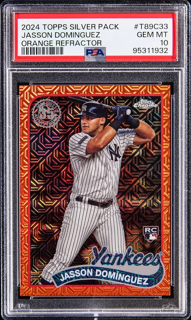2024 Topps Chrome Jasson Dominguez Silver Pack Orange Refractor #T89C-33 card image