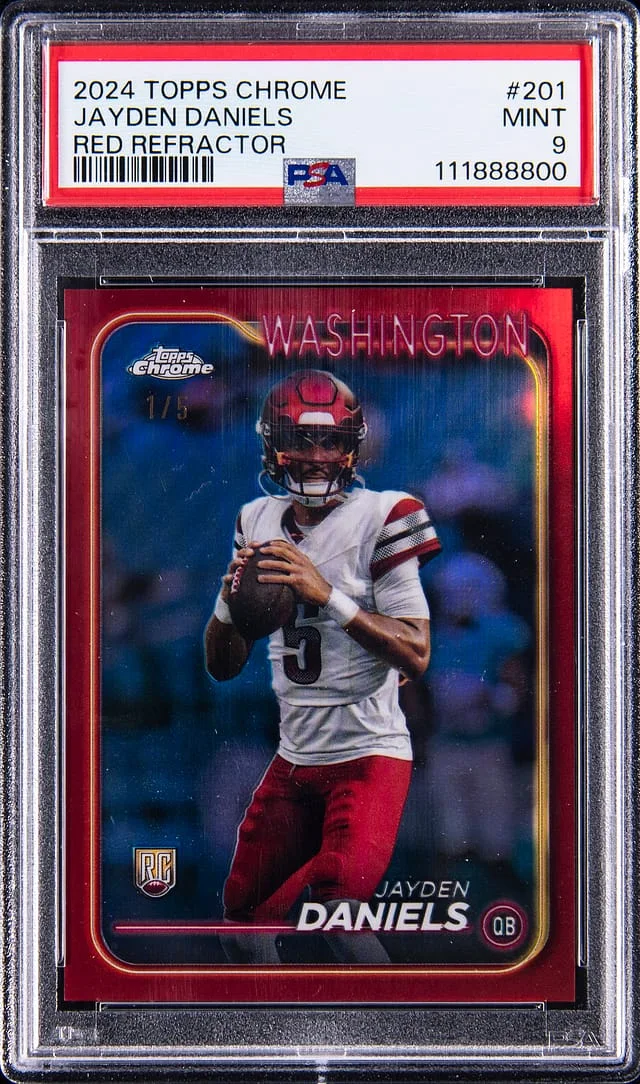 2024 Topps Chrome Jayden Daniels Red Refractor #201 card image