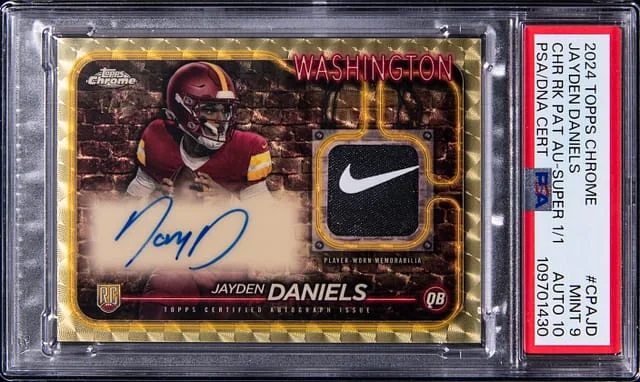 2024 Topps Chrome Jayden Daniels Patch Autograph (RPA) SuperFractor #CPA-JD card image
