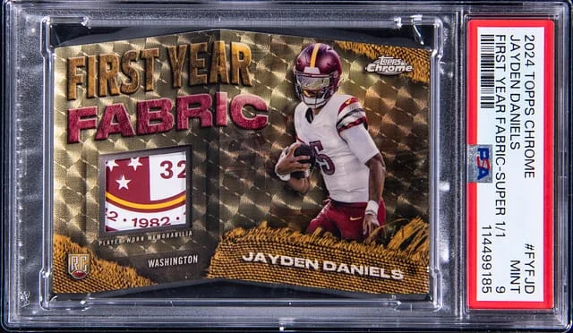 2024 Topps Chrome Jayden Daniels First Year Fabric SuperFractor #FYF-JD card image