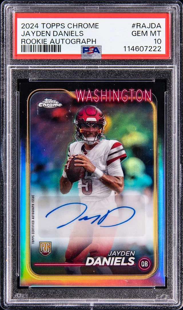 2024 Topps Chrome Jayden Daniels Autographs Red Refractor #RA-JDA card image