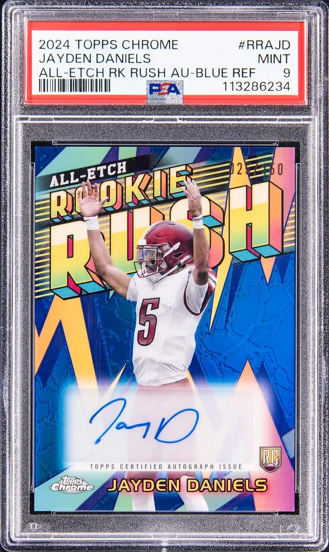 2024 Topps Chrome Jayden Daniels All-Etch Rush Autographs Yellow Refractor #RRA-JD card image