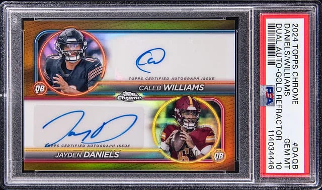2024 Topps Chrome Jayden Daniels/Caleb Williams Dual Autographs Gold Refractor #DA-QB card image