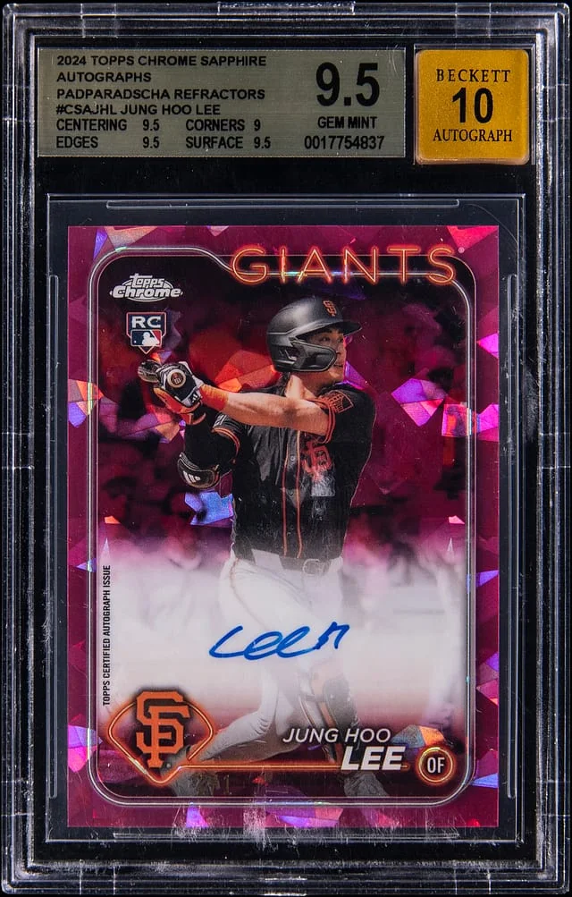 2024 Topps Chrome Jung Hoo Lee Autographs Padparadscha Refractor #CSA-JHL card image
