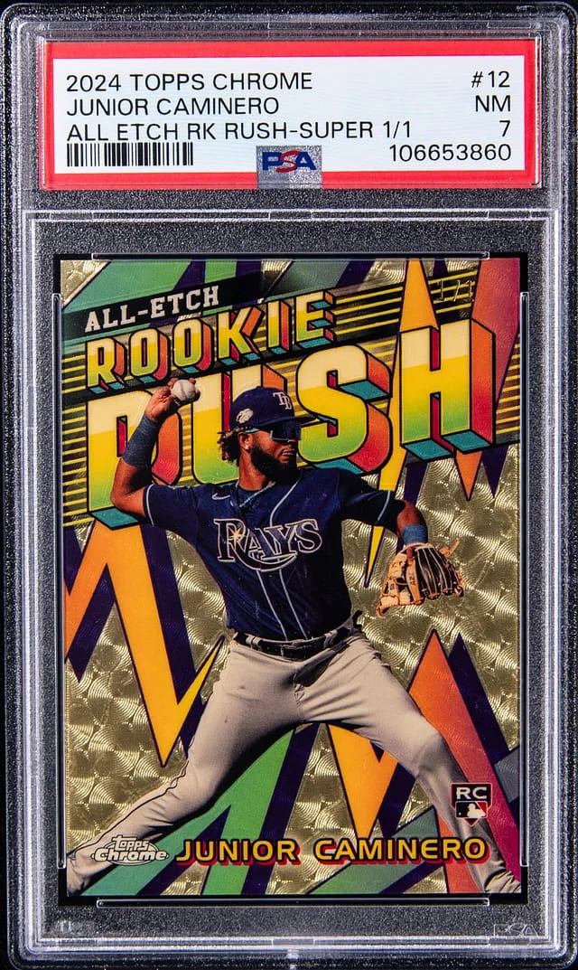 2024 Topps Chrome Junior Caminero All-Etch Rush SuperFractor #CERR-12 card image
