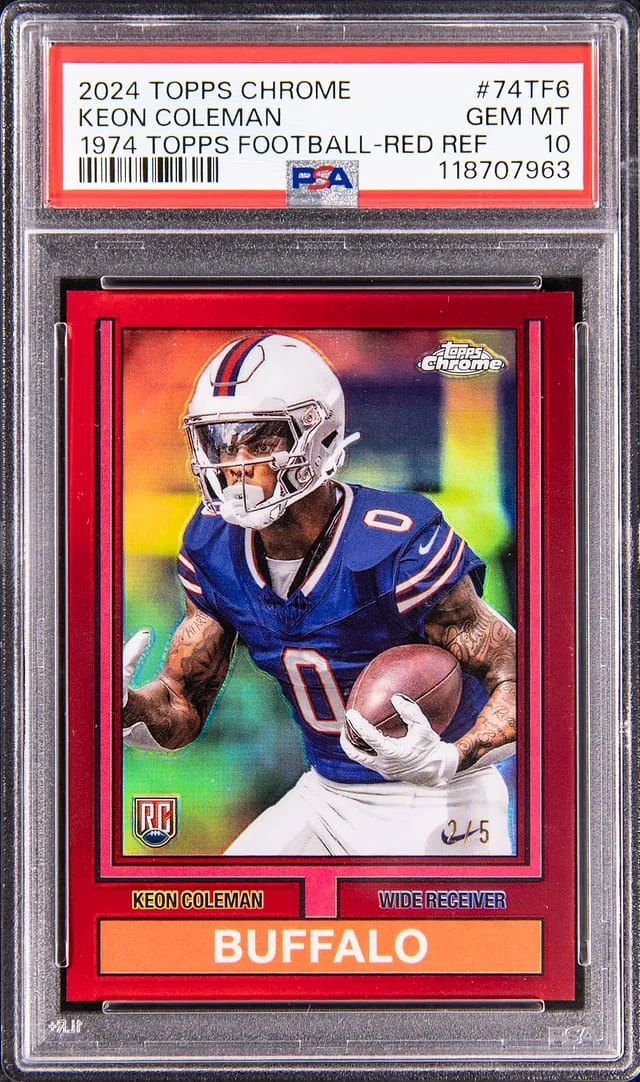 2024 Topps Chrome Keon Coleman 1974 Topps Football Red Refractor #74TF-6 card image