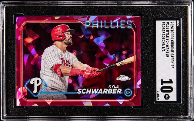 2024 Topps Chrome Kyle Schwarber Padparadscha #136 card image