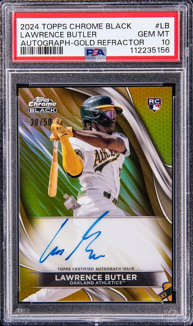 2024 Topps Chrome Lawrence Butler Autographs Gold Refractor #LB card image