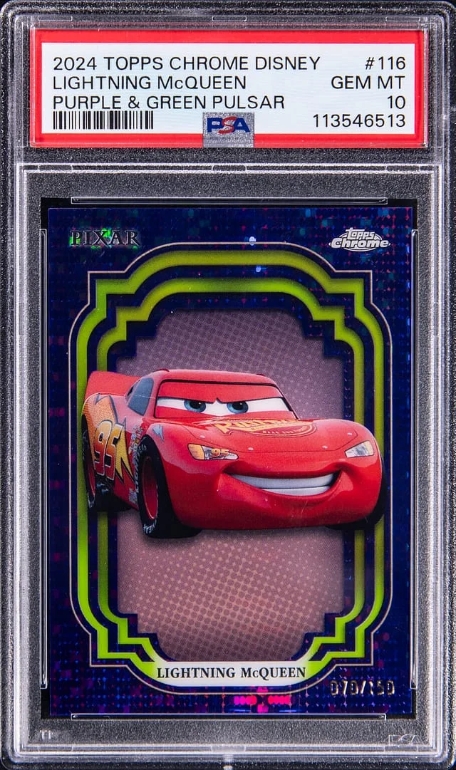 2024 Topps Chrome Lightning McQueen Disney Purple, Green Pulsar #116 card image