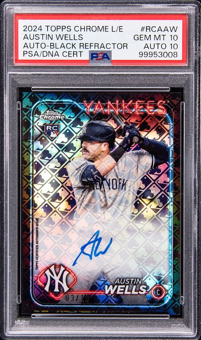 2024 Topps Chrome Logofractor Austin Wells Edition Autographs Black Refractor #RCAAW card image