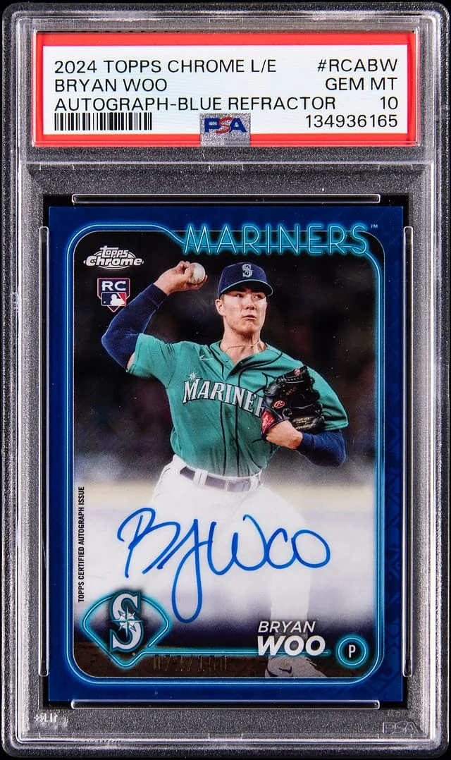 2024 Topps Chrome Logofractor Bryan Woo Edition Autograph Blue Refractor #RCA-BW card image