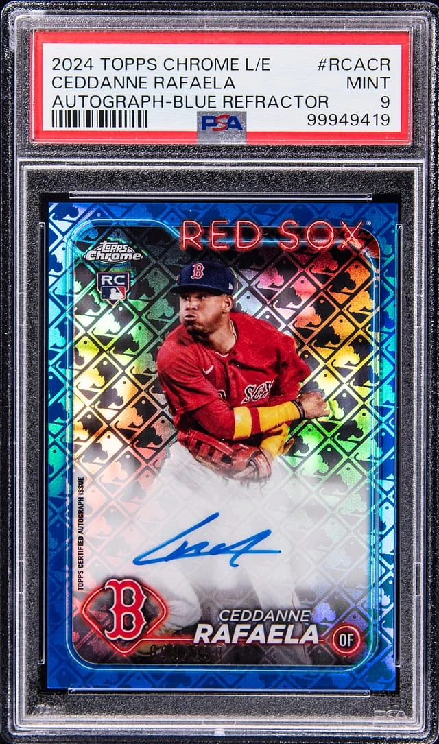 2024 Topps Chrome Logofractor Ceddanne Rafaela Edition Autograph Blue Refractor #RCACR card image