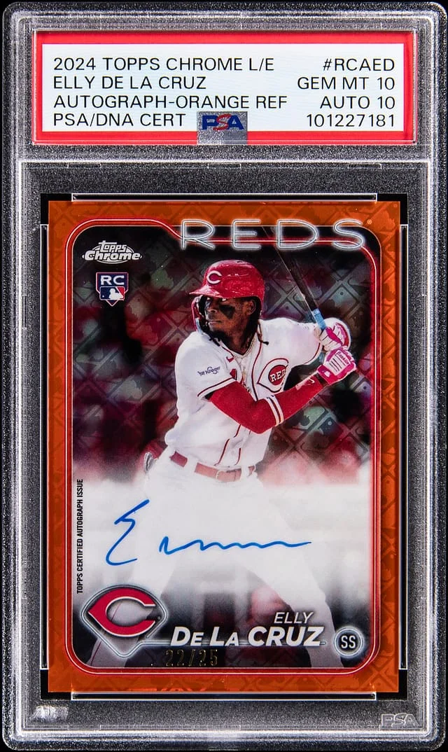 2024 Topps Chrome Logofractor Elly De La Cruz Edition MLB Refractor Chrome Autographs Orange #RCA-ED card image