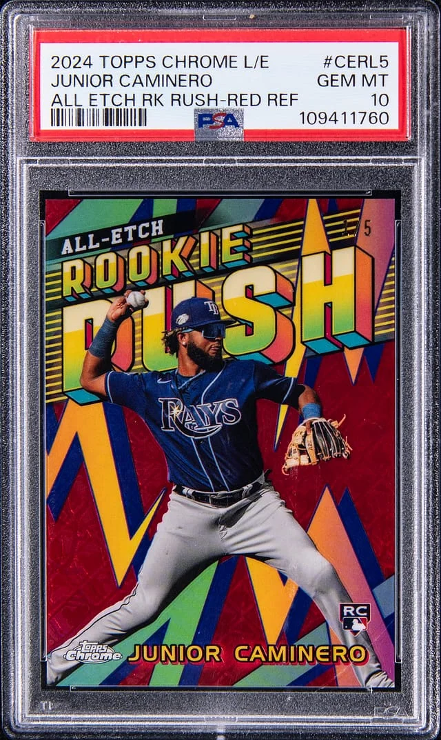 2024 Topps Chrome Logofractor Junior Caminero Edition All-Etch Rush Red Refractor #CERL-5 card image
