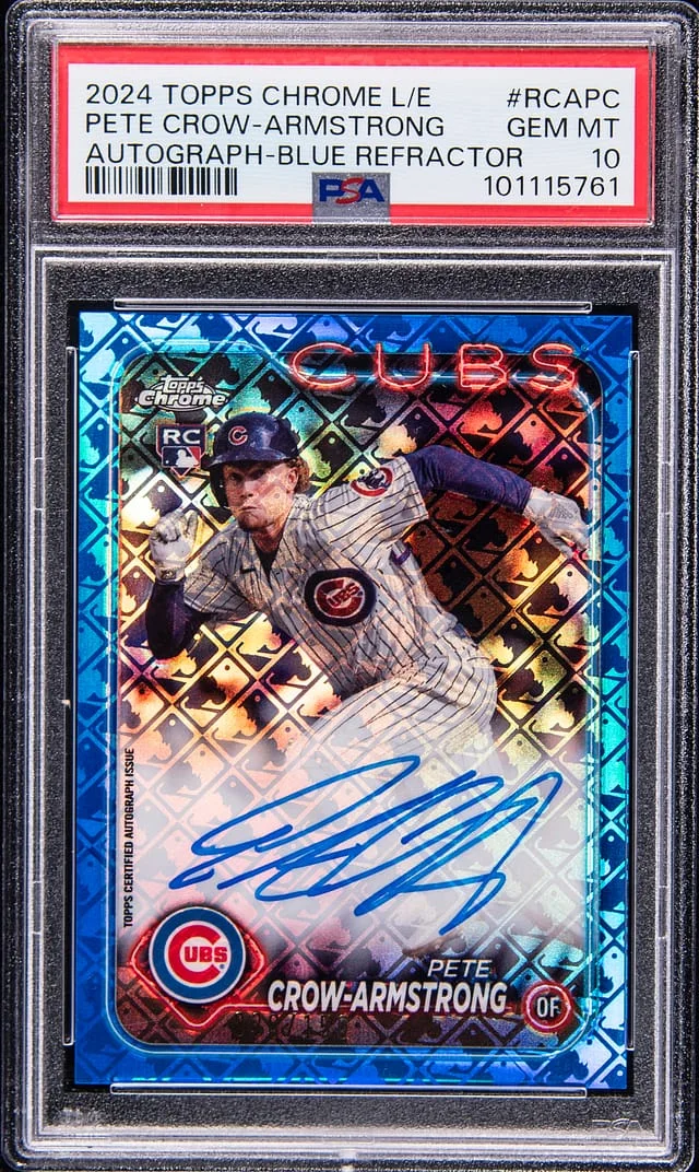 2024 Topps Chrome Logofractor Pete Crow-Armstrong Edition Autographs Blue Refractor #RCA-PC card image