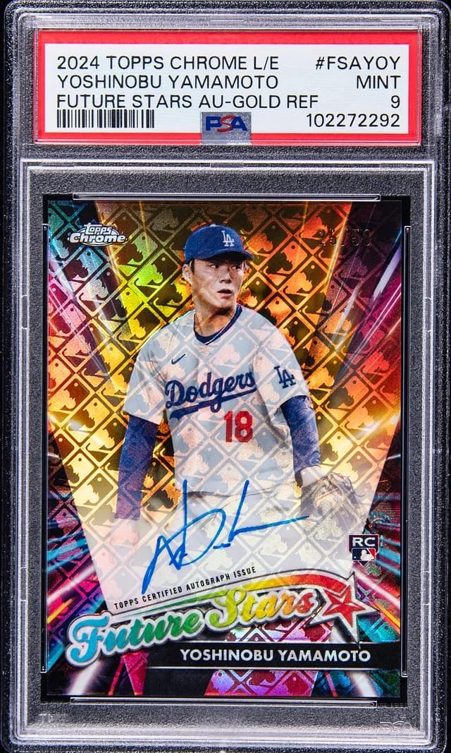 2024 Topps Chrome Logofractor Yoshinobu Yamamoto Edition Future Stars Autograph Gold Refractor #FSAYOY card image