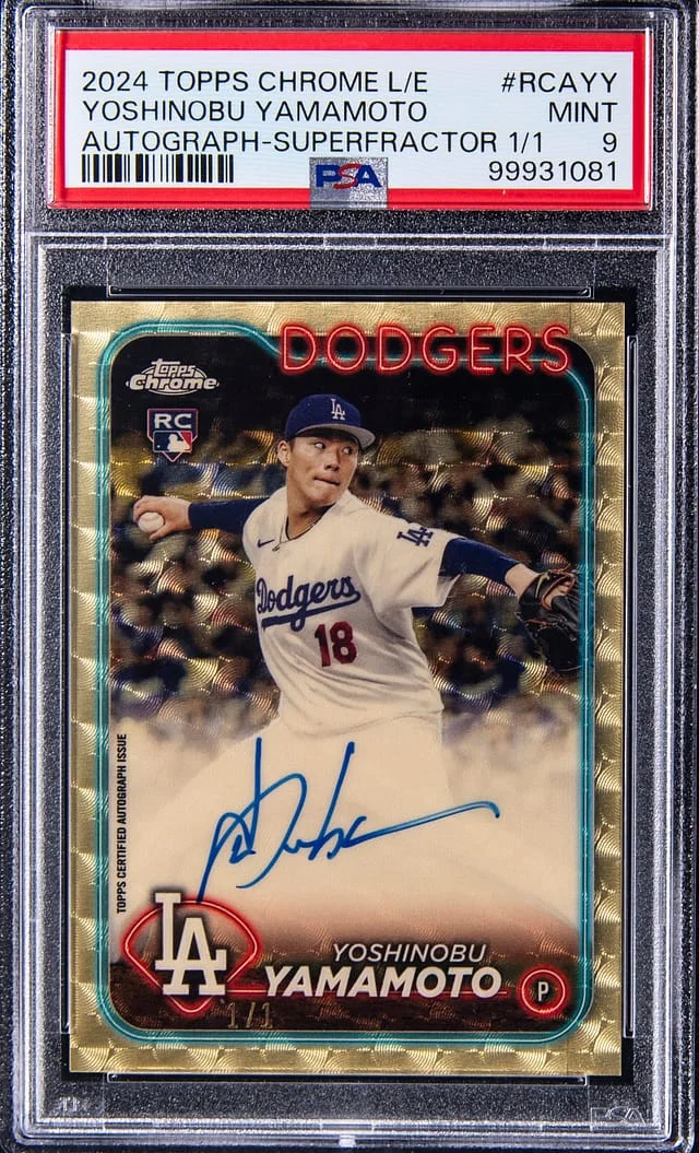 2024 Topps Chrome Logofractor Yoshinobu Yamamoto Edition MLB Refractor Chrome Autographs SuperFractor #RCA-YY card image