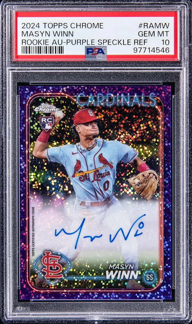 2024 Topps Chrome Masyn Winn Autograph Purple Speckle Refractor #RA-MW card image