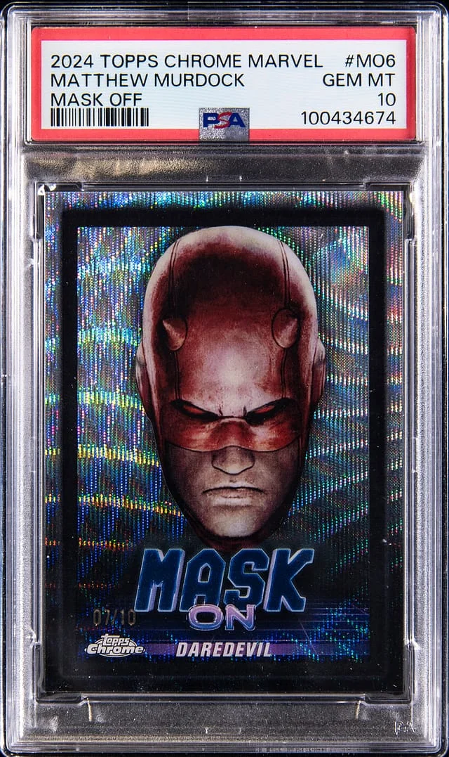 2024 Topps Chrome Matthew Murdock (Daredevil) Marvel Mask Off Black Wave Refractor #MO-6 card image