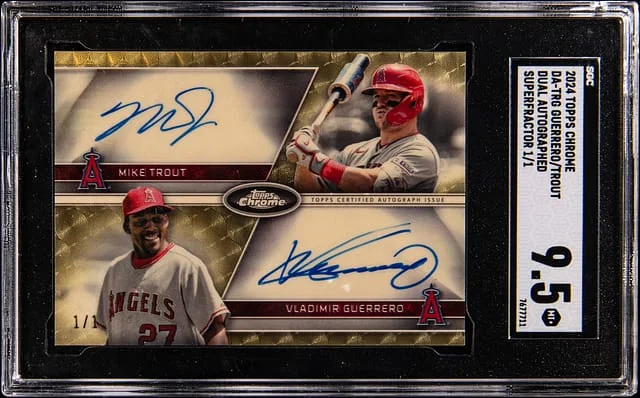 2024 Topps Chrome Mike Trout/Vladimir Guerrero Dual Autographs Superfractor #DA-TRG card image