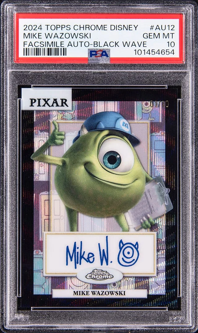 2024 Topps Chrome Mike Wazowski Disney Facsimile Autographs Black Wave Refractor #AU-12 card image