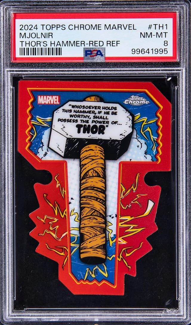 2024 Topps Chrome Mjolnir, Thor's Hammer Marvel Red Refractor #TH-1 card image