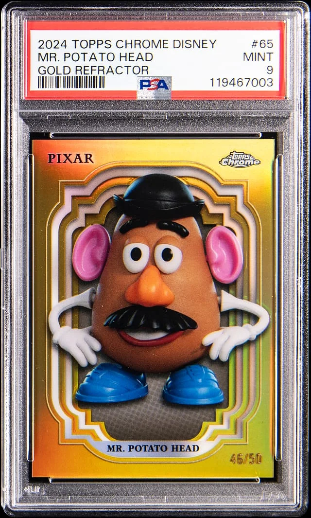 2024 Topps Chrome Mr. Potato Head Disney Gold Refractor #65 card image