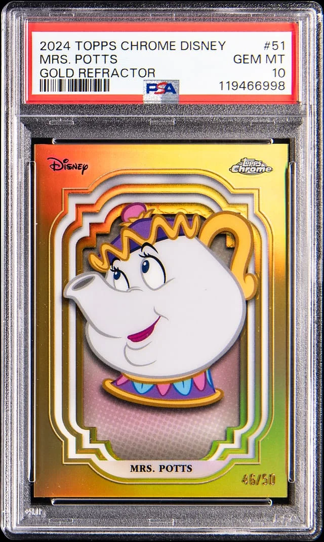 2024 Topps Chrome Mrs. Potts Disney Gold Refractor #51 card image