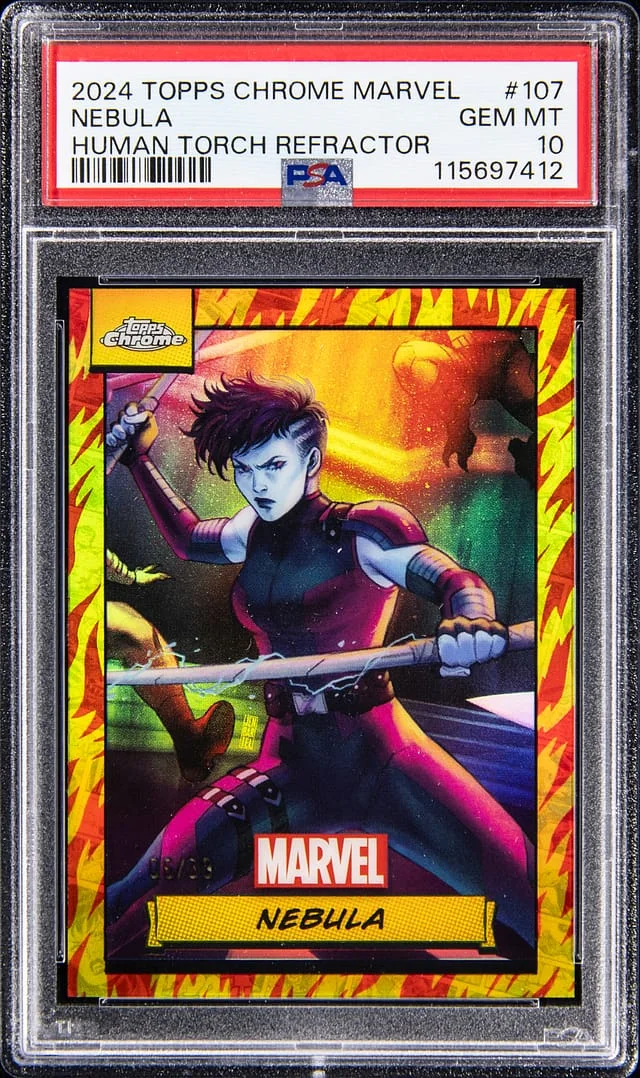 2024 Topps Chrome Nebula Marvel Human Torch Refractor #107 card image